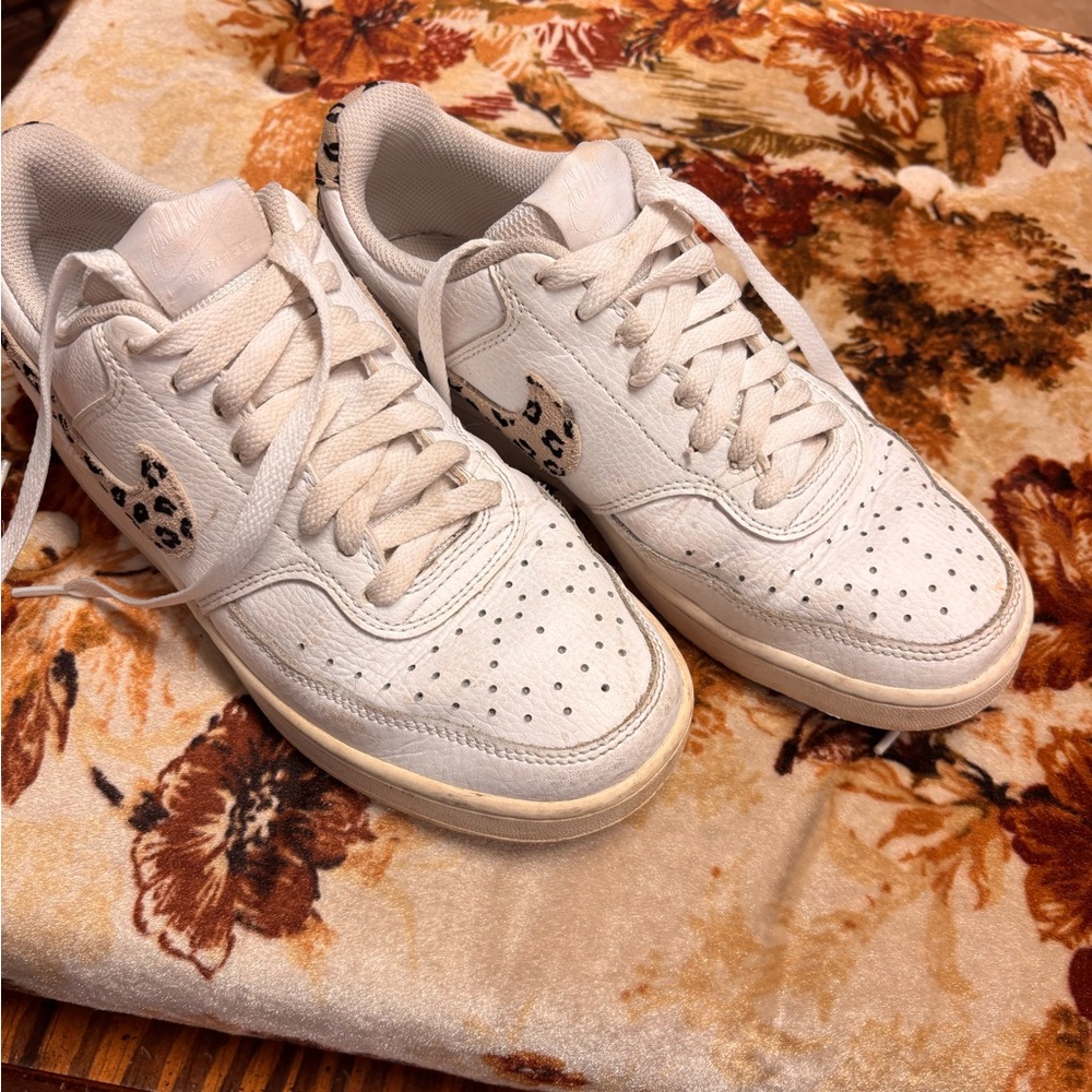 Nike Low-Top Sneakers with Leopard Swoosh Accent